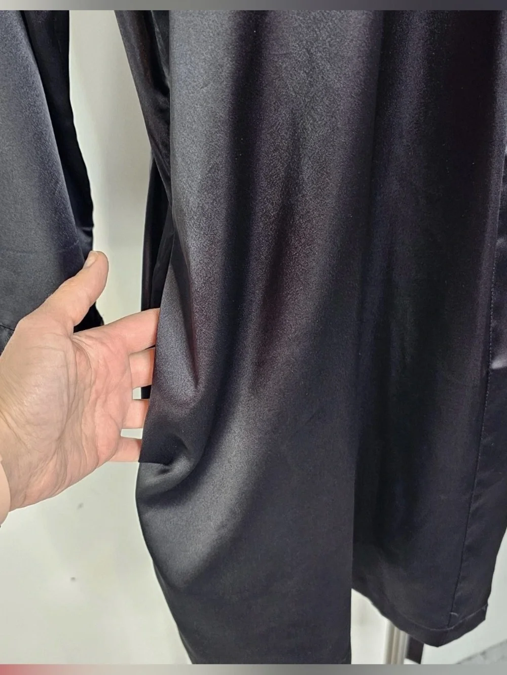 Vtg Y2K Victorias Secret Black Satin Kimono Robe OS Lingerie Romantic Sleepwear